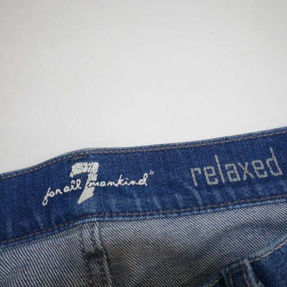 7 For All Mankind Men's Relaxed Fit Jeans Size 32 x 32 Destroyed Blue Button Fly - Picture 5 of 9